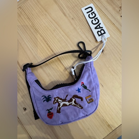 BAGGU Handbags - BAGGU Crescent Bag Charm Embroidered Pony NWT